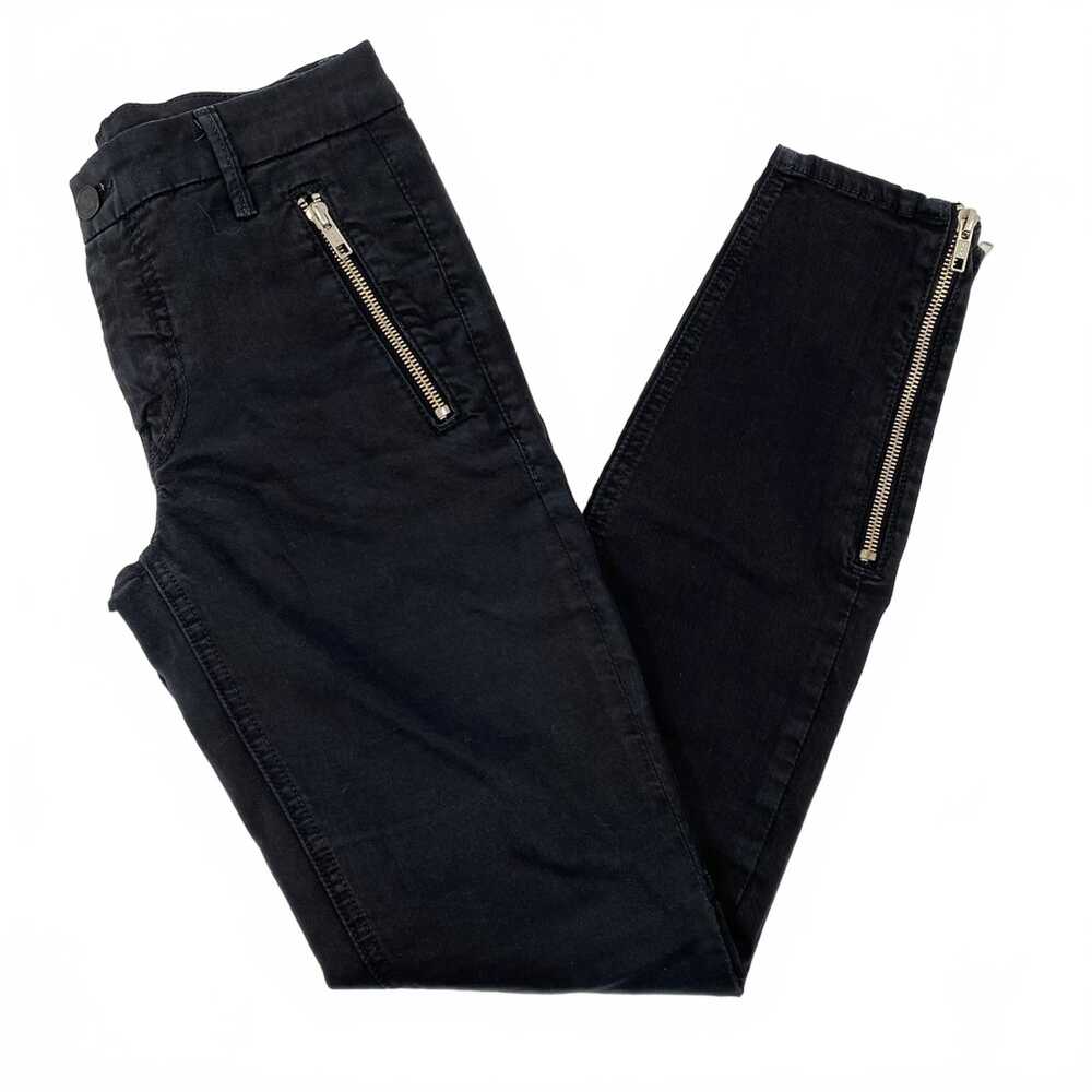 Mother Black Zip Muse Skinny Pants | Cotton Modal Pwrt Zipper, Size 26